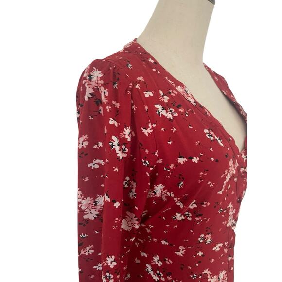 abercrombie fitch Babydoll Dress Sz M Red 90s Inspired Empire Waist Boho Mini - Picture 3 of 5